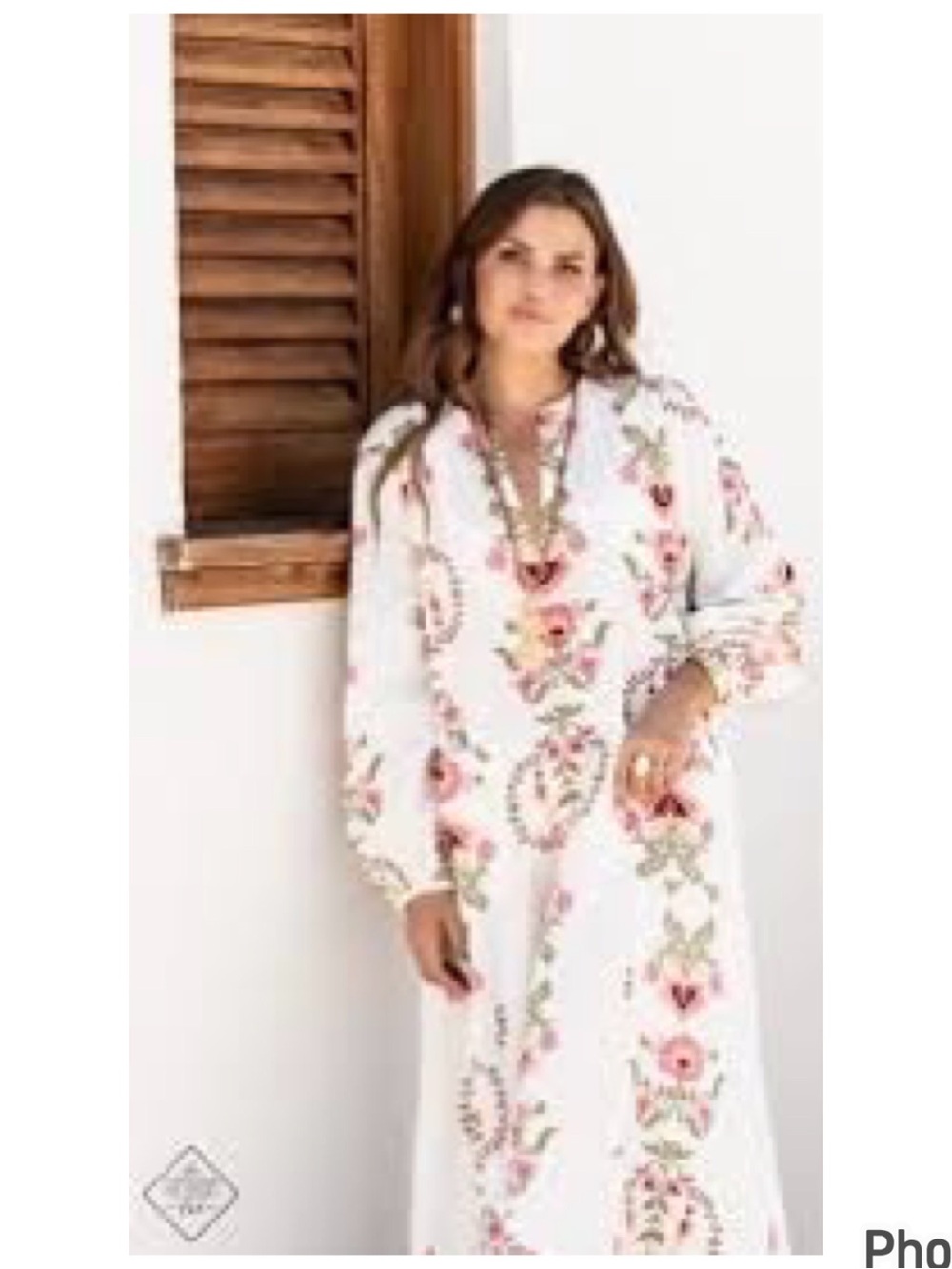 ZARA White Floral Kaftan Dress M NWOT